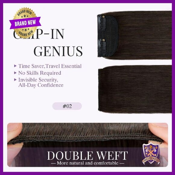 100% Human Hair Clip-In Extensions 6-8 Inch for Thinning Hair Volume